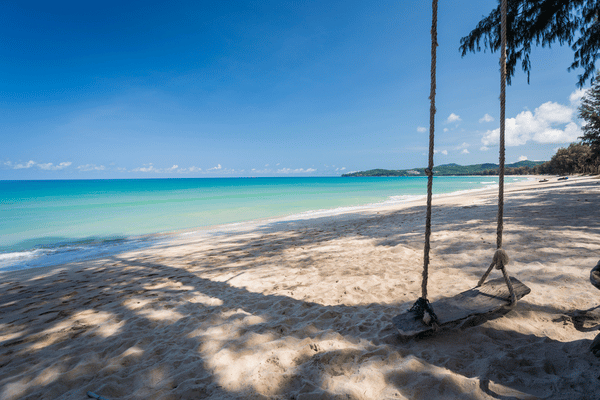 bang tao beach looking out over the crystal clear waters that surround it