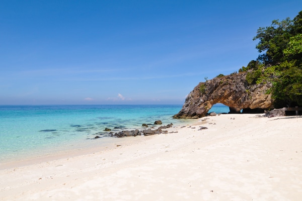 Koh Khai as seen from the white sandy beach looking out into the andaman sea