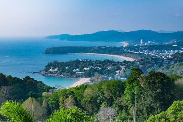 the view of the surrounding beaches and capes as seen from the viewpoint at promthep cape