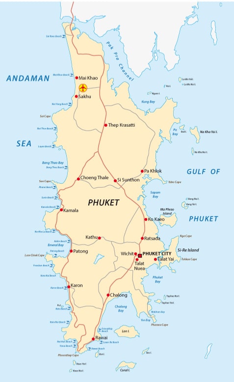 map of thailand with all the major islands listed