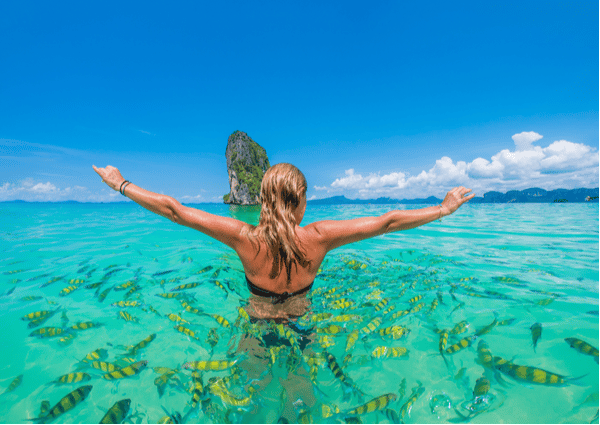 woman soaking in the water at Krabi