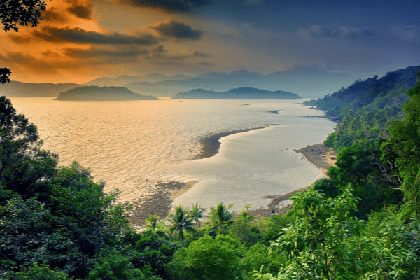 koh chang seen from the mountains nearby at sunset